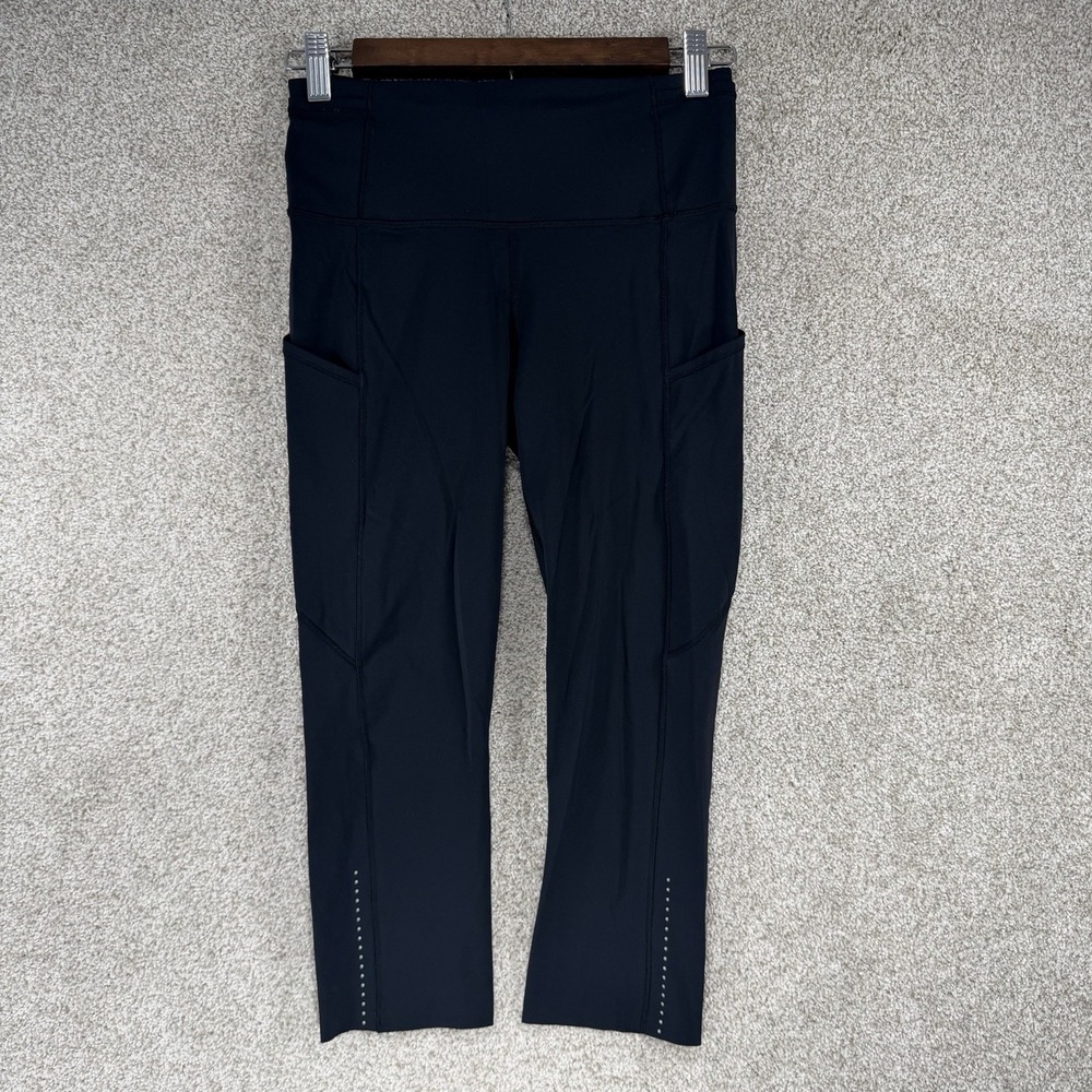Lululemon Sz 6 Fast & Free Crop ll Nulux 19 Black Athletic Capri Gorpcore 5 Pckt